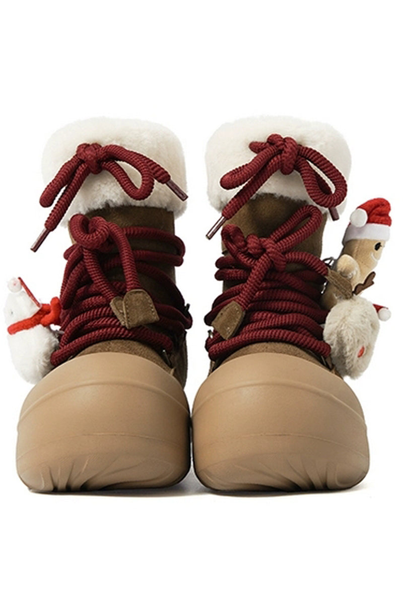 Holiday Winter Boot Brown with Gingerbread Man Charm