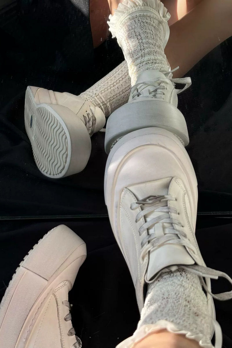 Leather Toe Cap Platform Sneakers