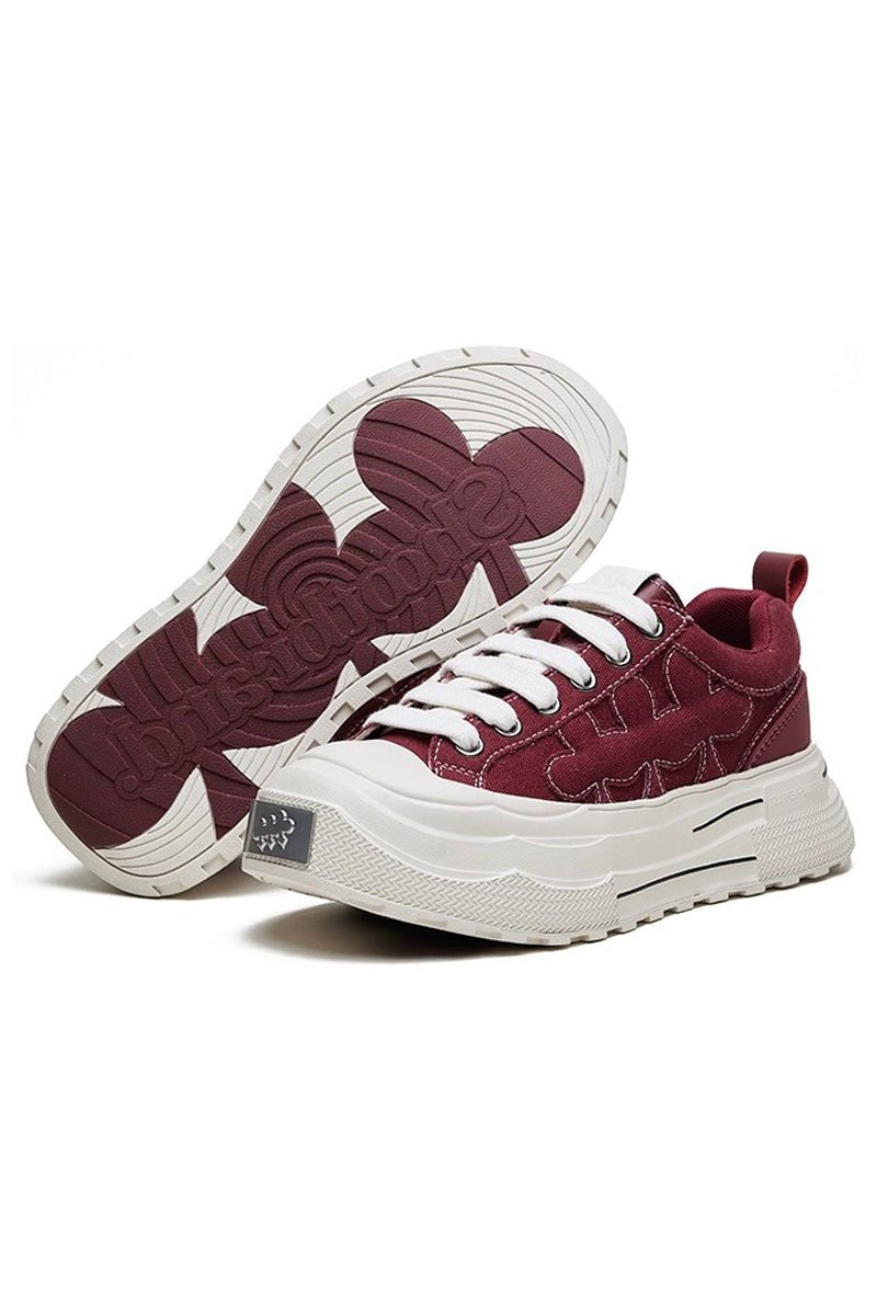 Pattern Platform Sneakers Wine Red