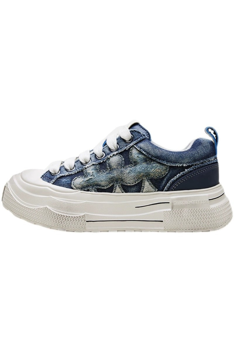 Denim Platform Sneakers Blue