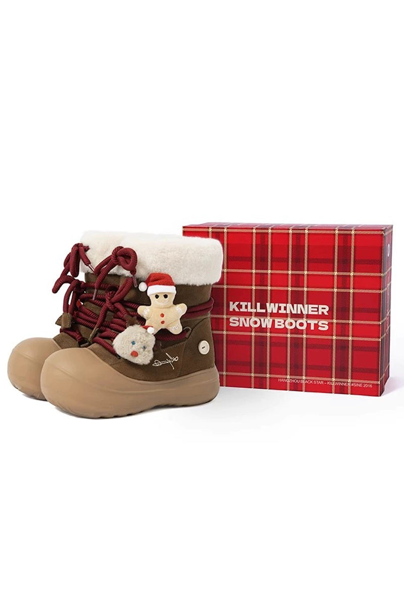 Holiday Winter Boot Brown with Gingerbread Man Charm