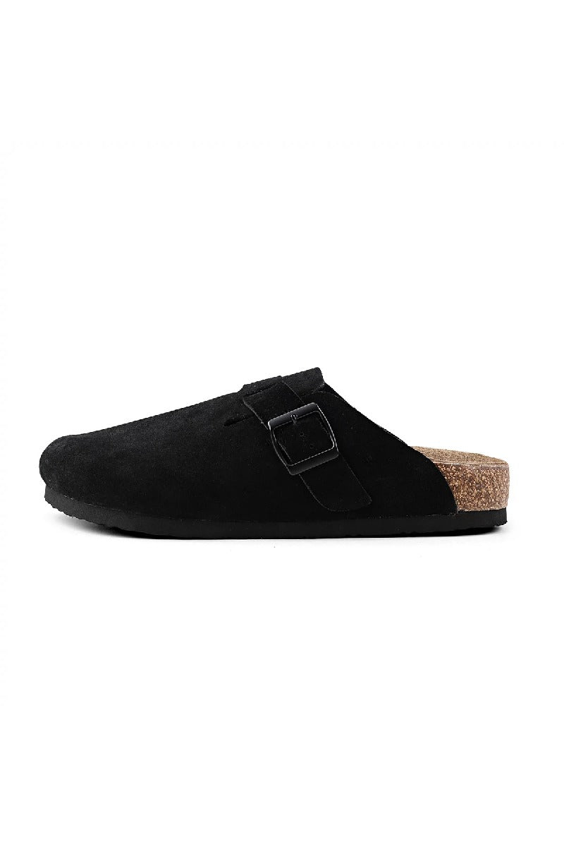 Cork Sole Suede Slip-On Clogs