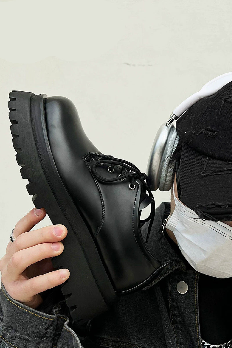 Black Patent Platform Derby Shoes
