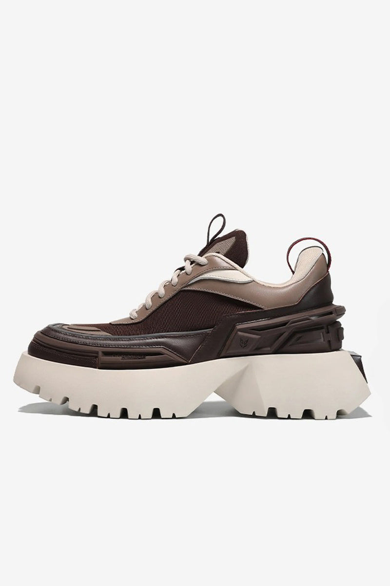 Square-Toe Platform Chunky Sneakers