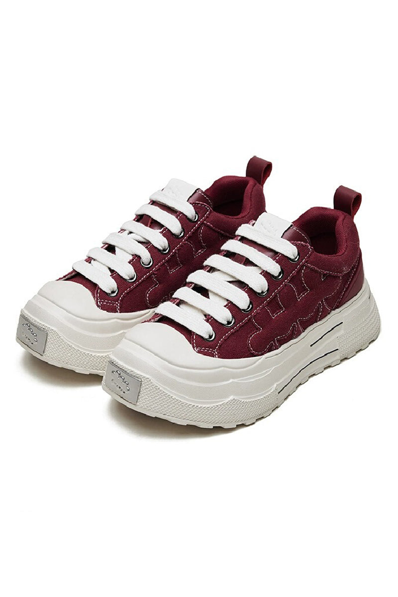 Pattern Platform Sneakers Wine Red