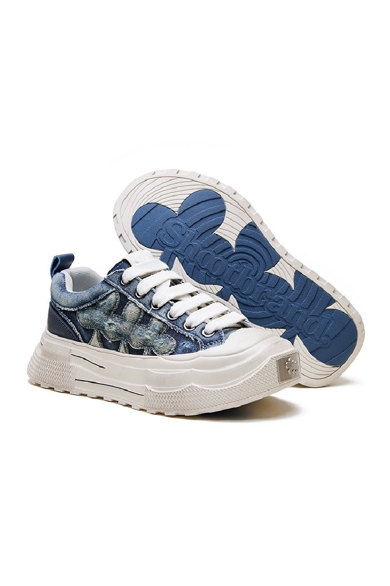 Denim Platform Sneakers Blue