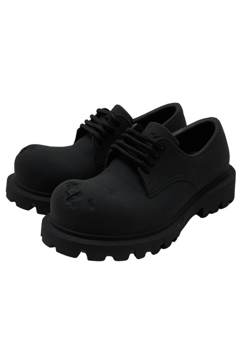 Triple Black Matte Platform Derby Shoes with Lug Sole