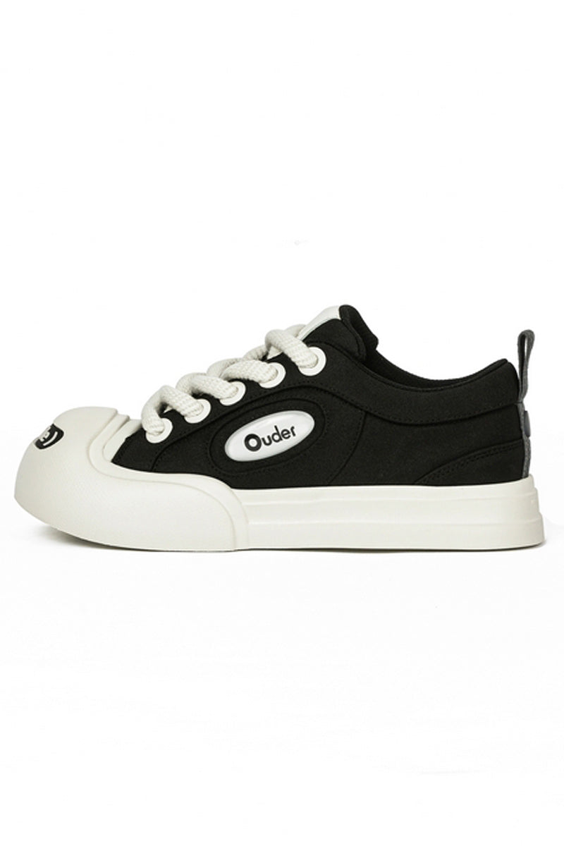 Classic Black White Platform Canvas Sneakers
