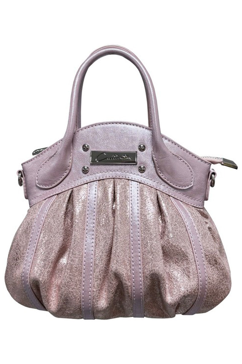 Metallic Pleated Satchel Handbag