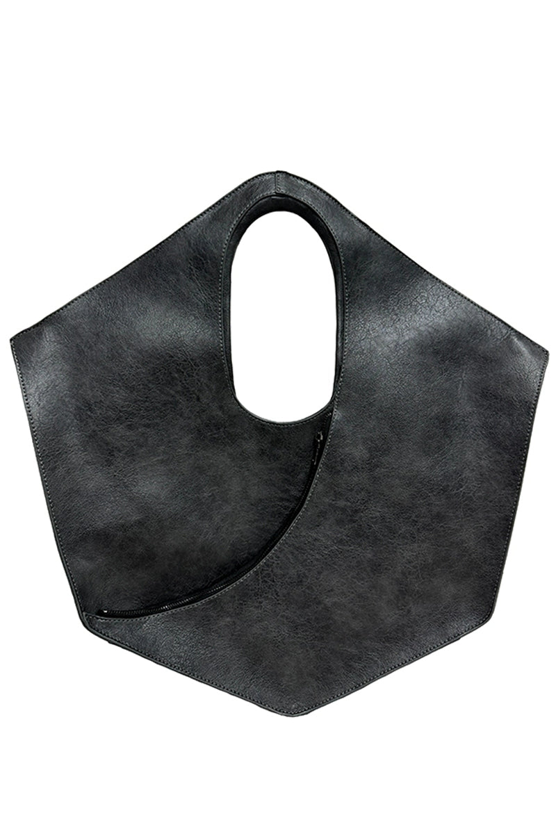 Black Geometric Hobo Shoulder Bag