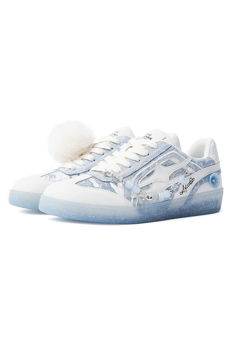 Snow Crystal Platform Court Sneakers