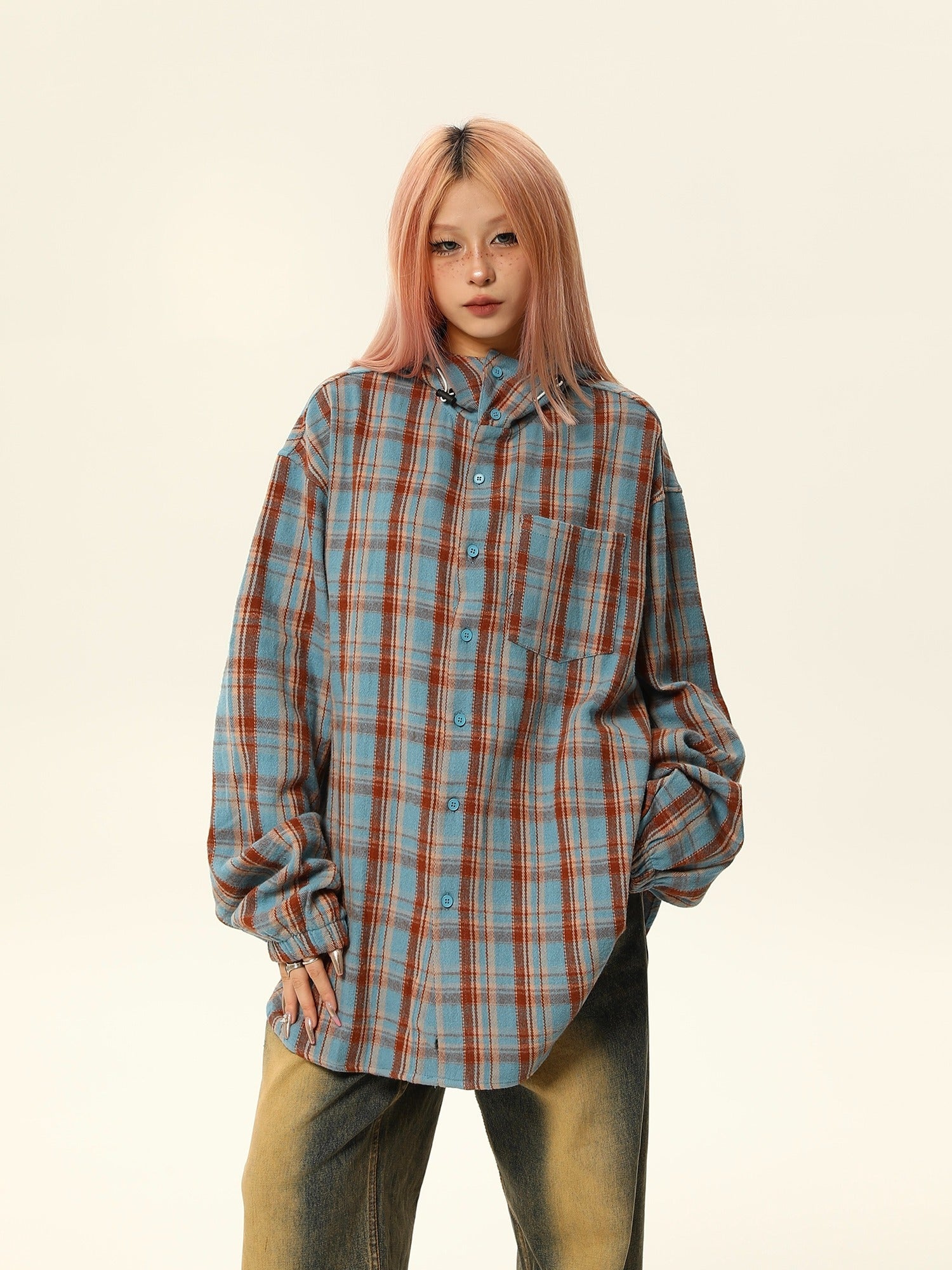 Oversized Plaid Flannel Maillard Shirt