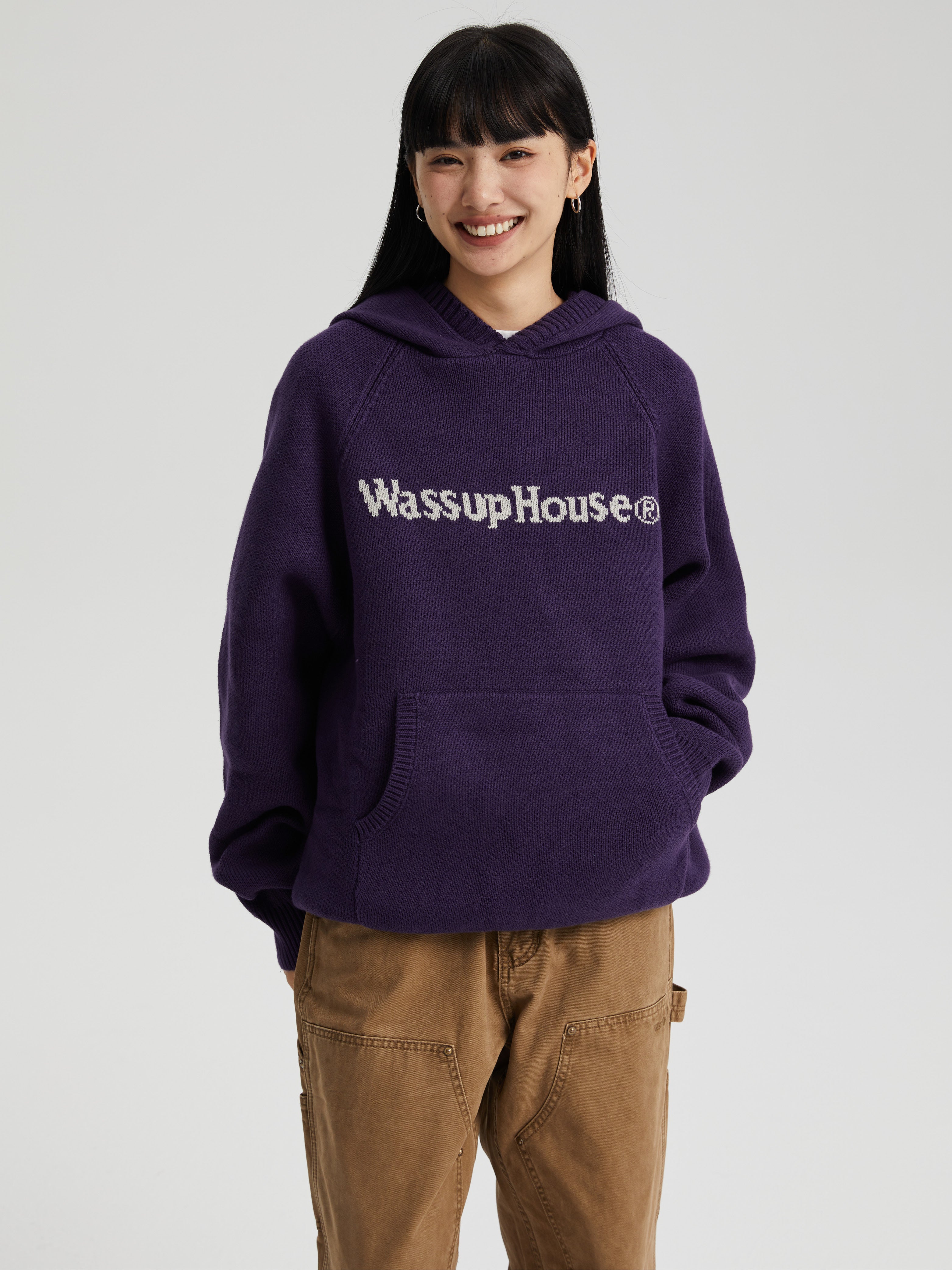 Cozy Basic Logo Knit Hoodie - chiclara