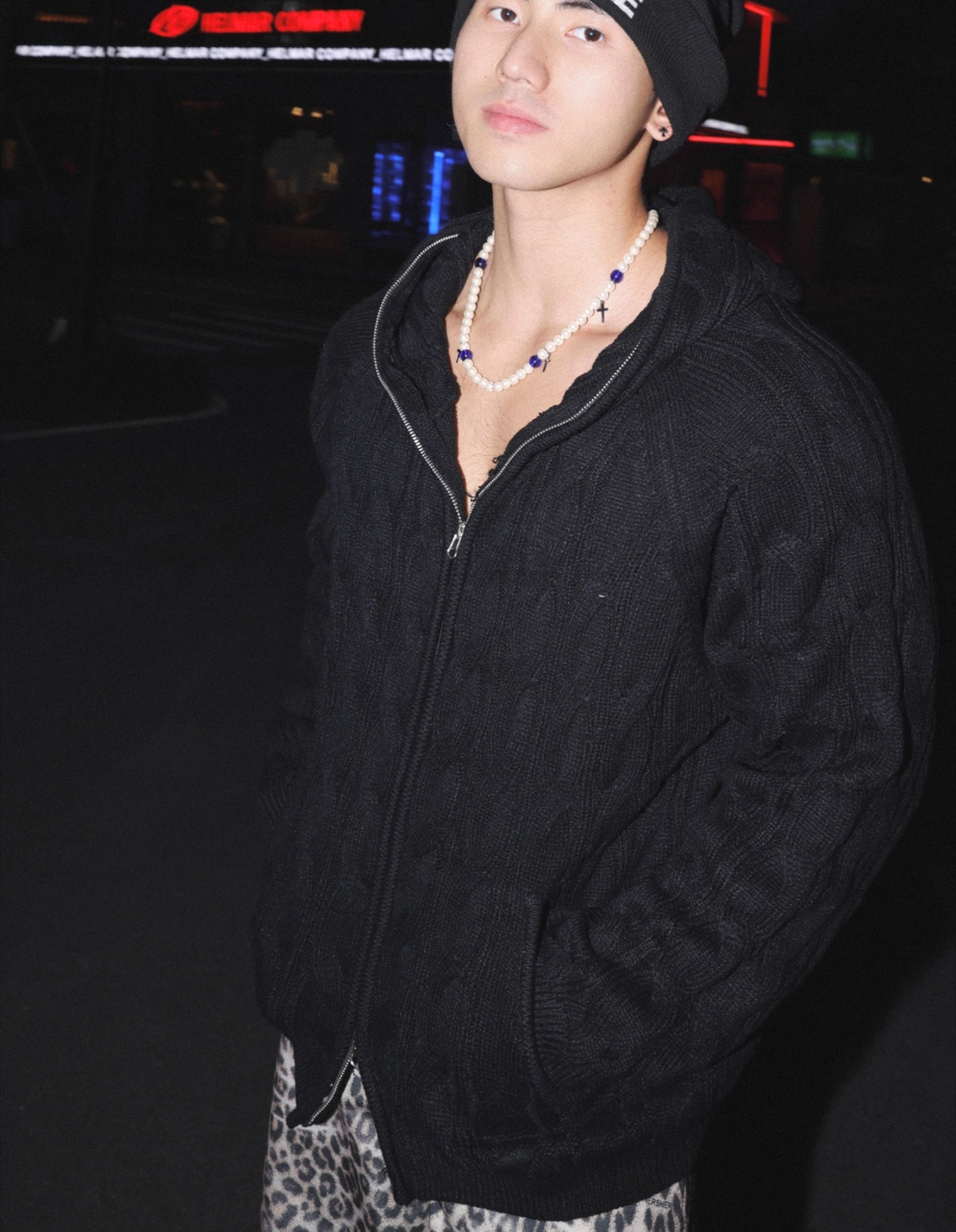 Cable Knit Zip Hoodie Sweater