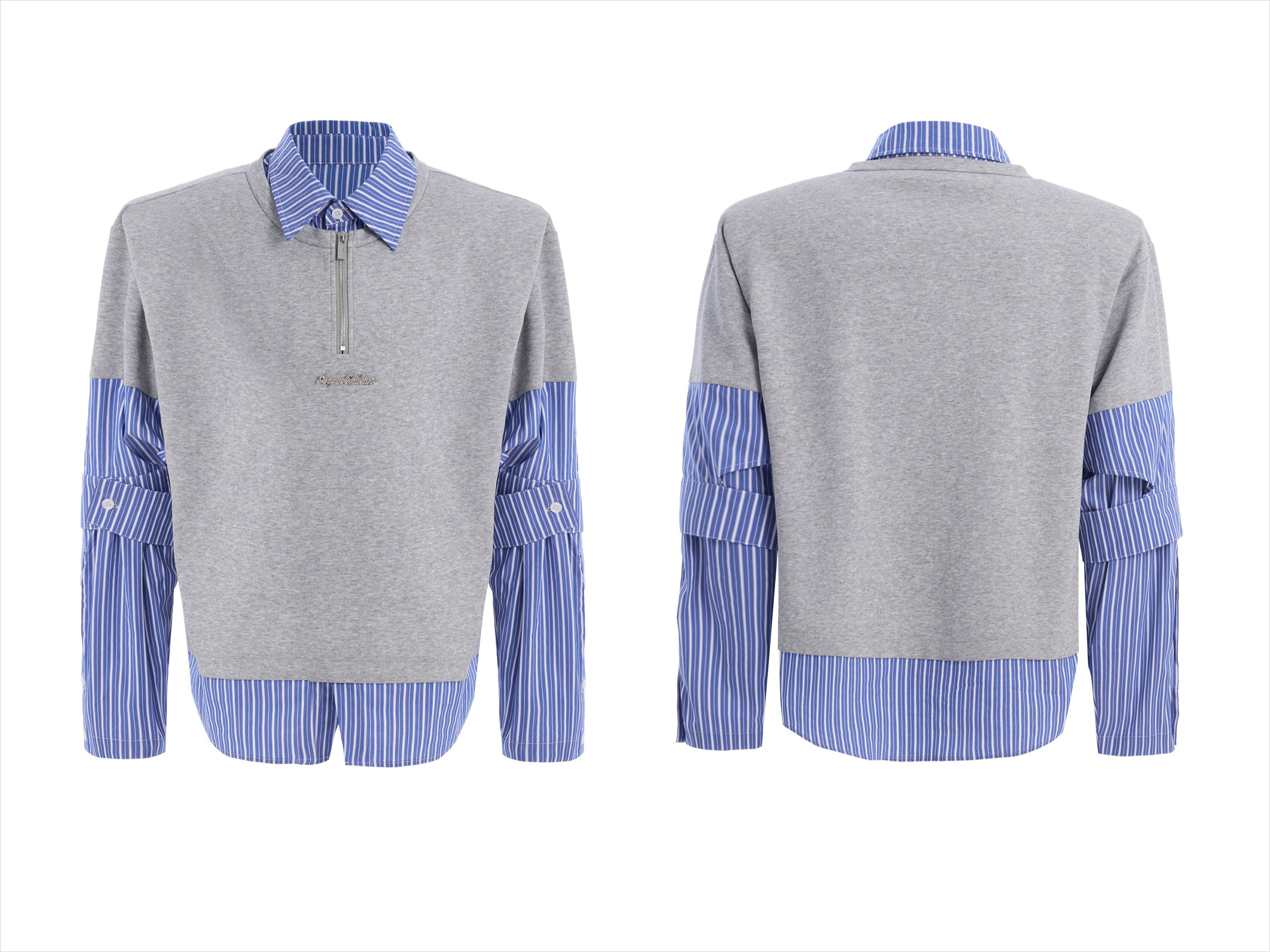 Striped Sleeve Quarter Zip Sweater