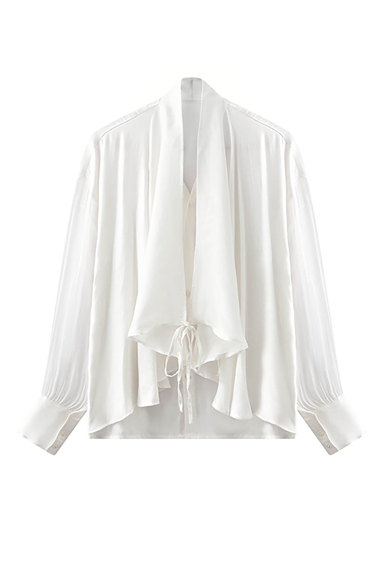 Draped Silk Ruffle Shirt