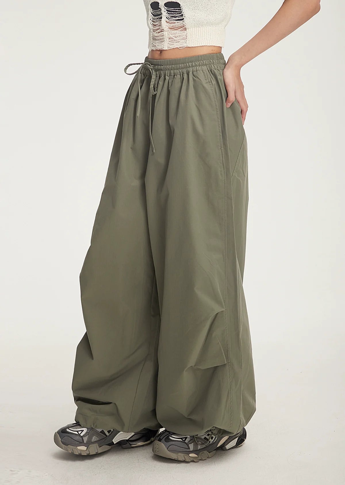 Balloon Drawstring Palazzo Pants