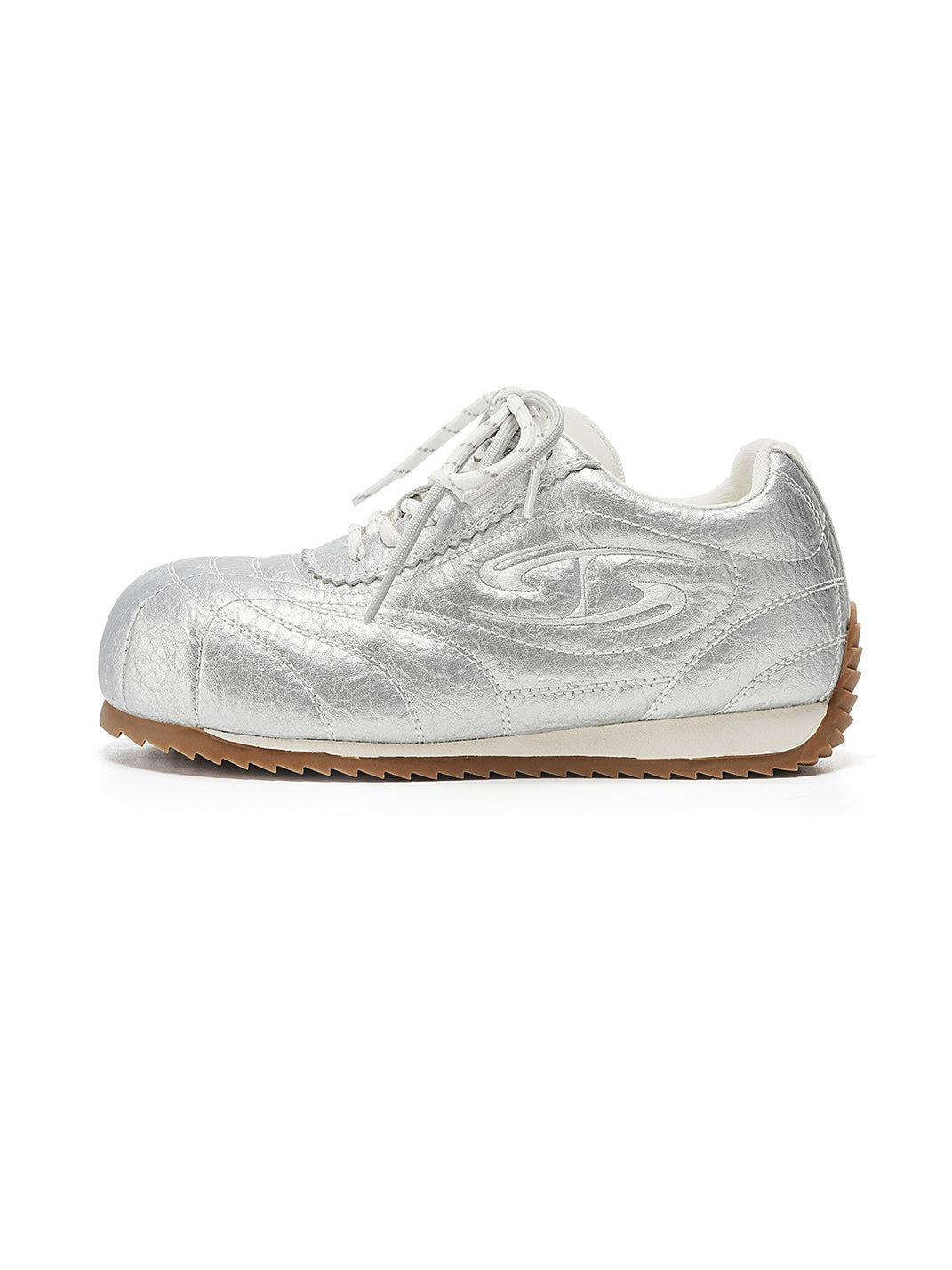 Double-Lace Metallic Low-Profile Trainers - View 5
