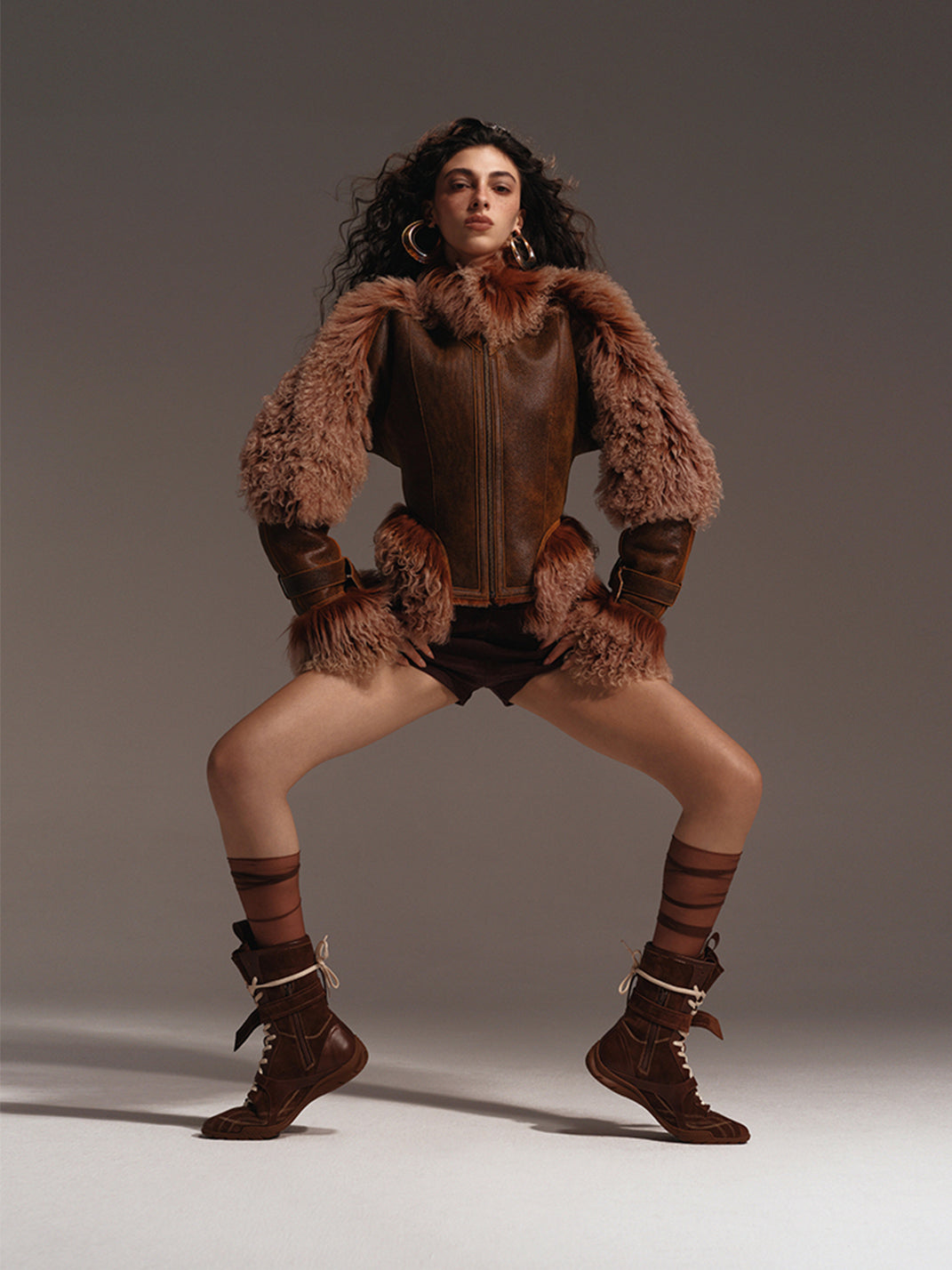 Asymmetric Foldover Lace-Up Calf Boots - View 4