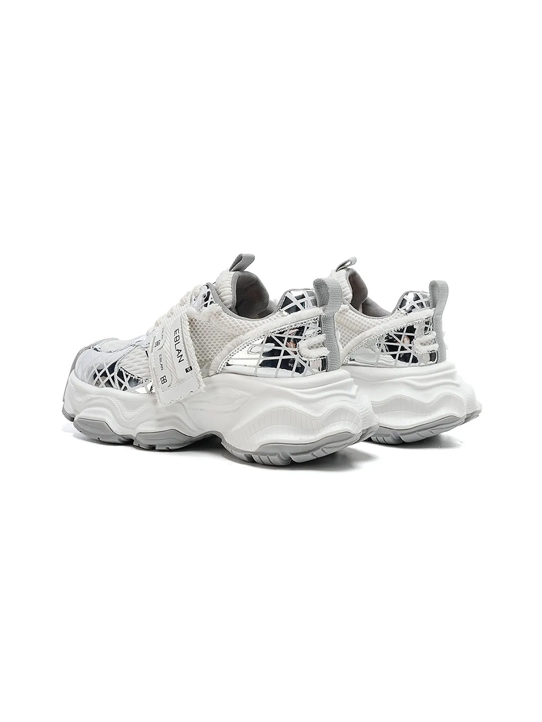 Metallic Silver Mesh Tech Runner Sneakers - View 9