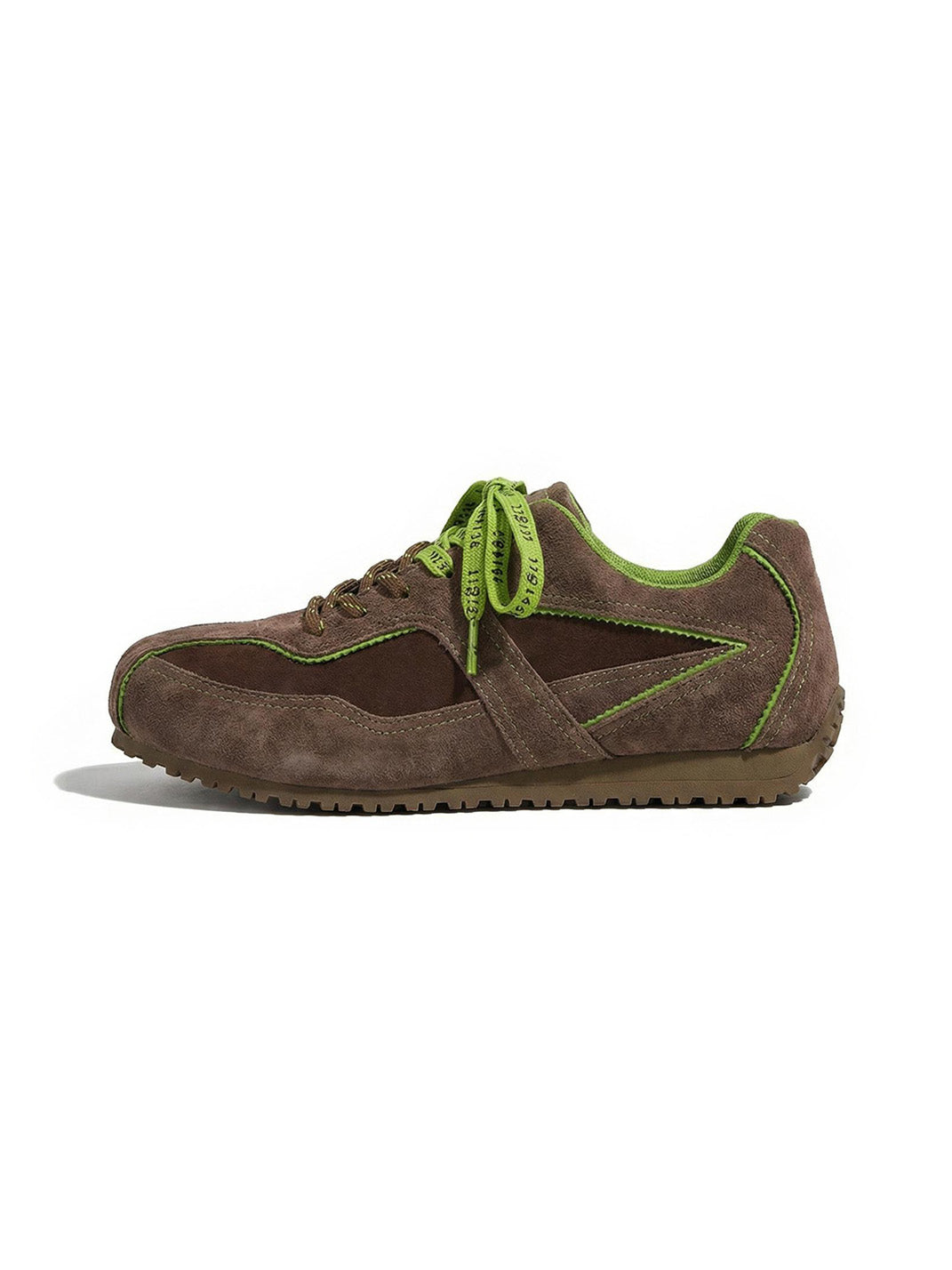 Contrast Suede Ribbon-Lace Retro Sneakers