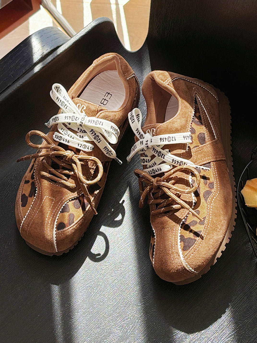 Contrast Suede Ribbon-Lace Retro Sneakers - View 8