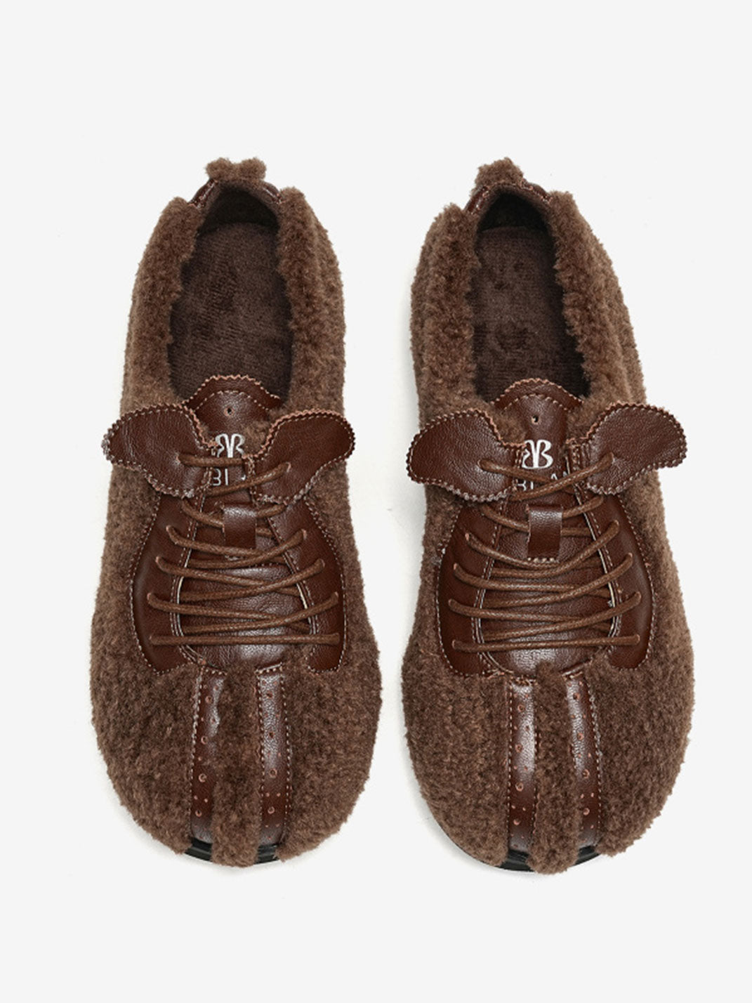 Plush-Lined Teddy Lace-Up Flats - View 3