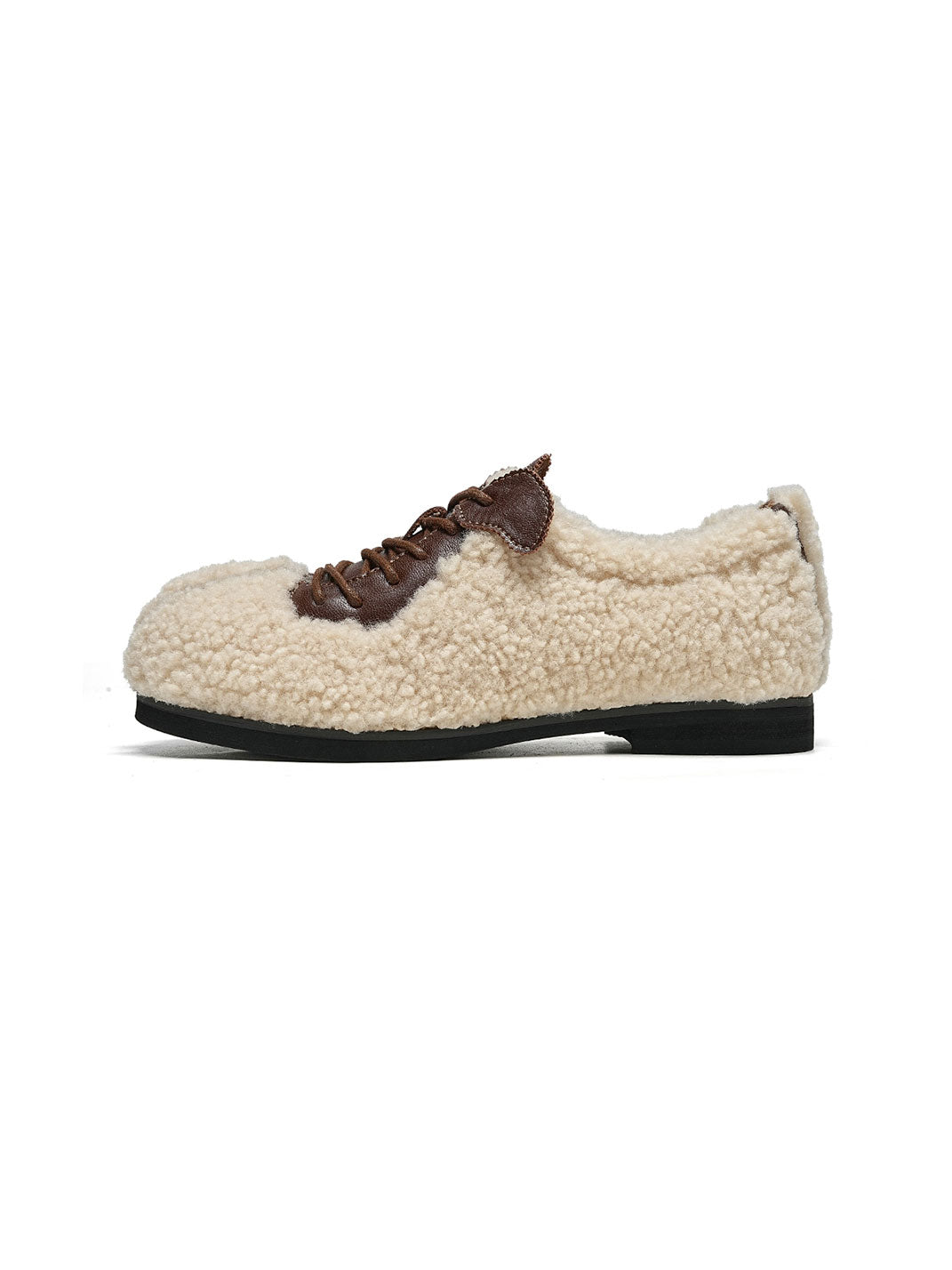 Plush-Lined Teddy Lace-Up Flats - View 4