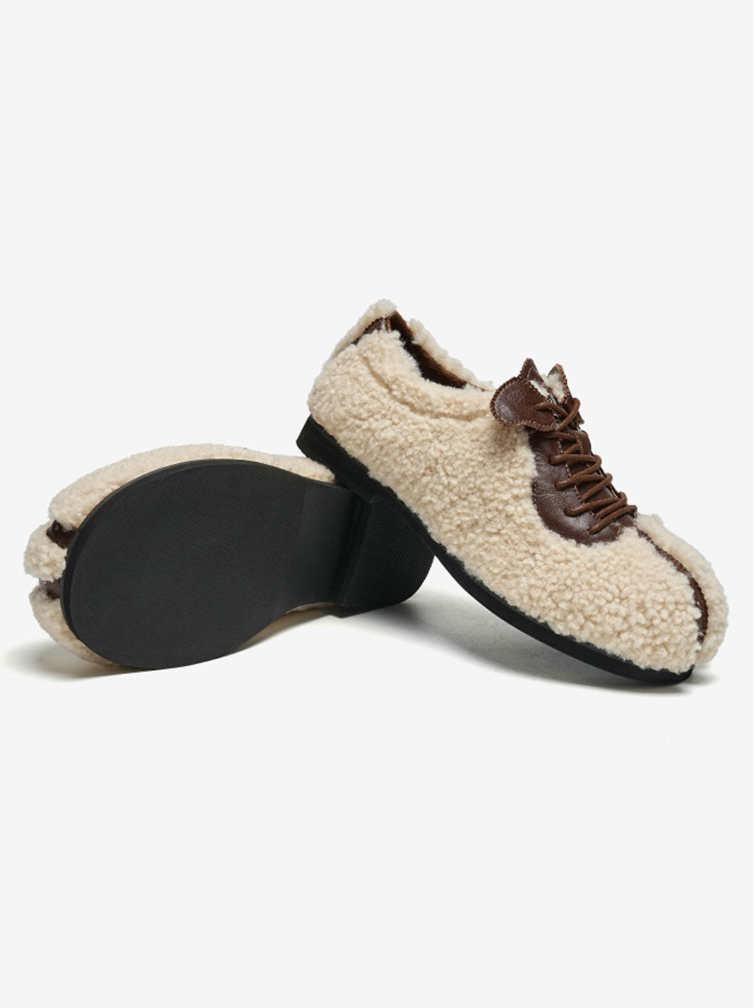 Plush-Lined Teddy Lace-Up Flats - View 5