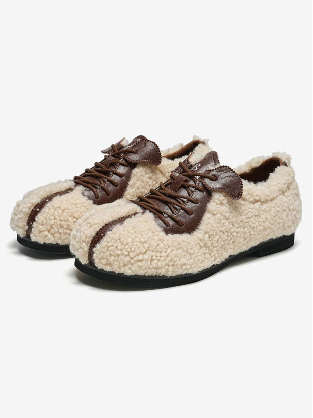 Plush-Lined Teddy Lace-Up Flats - View 6