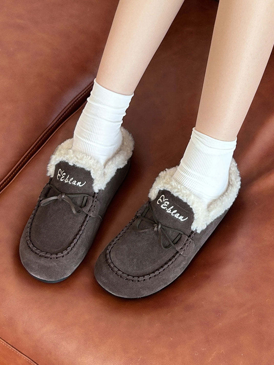 Plush-Lined Suede Moccasin Slippers - View 11