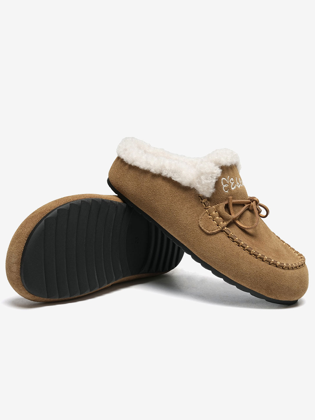 Plush-Lined Suede Moccasin Slippers - View 13
