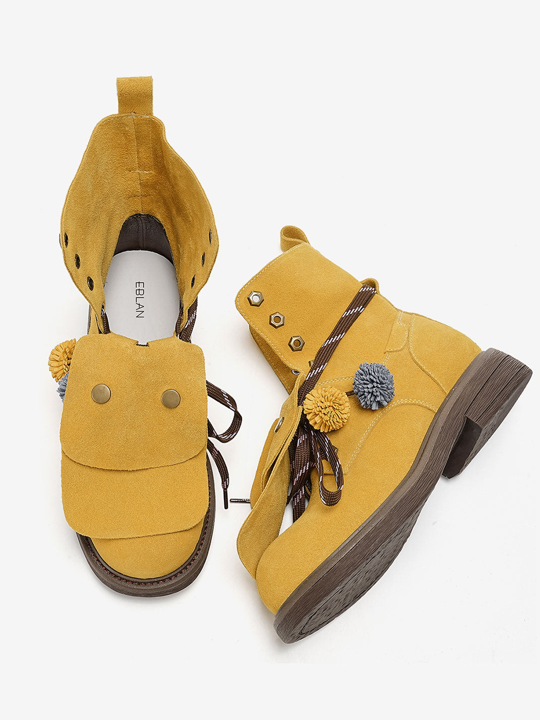 Tassel-Flap Suede Lace-Up Ankle Boots - View 9