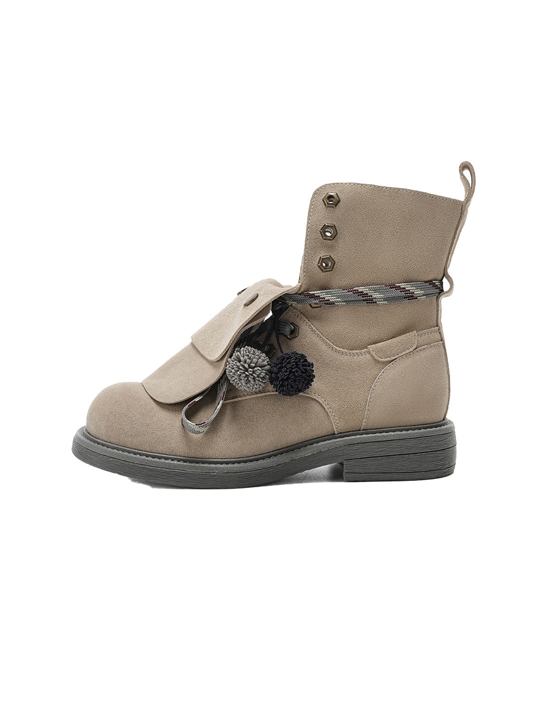 Tassel-Flap Suede Lace-Up Ankle Boots - View 13