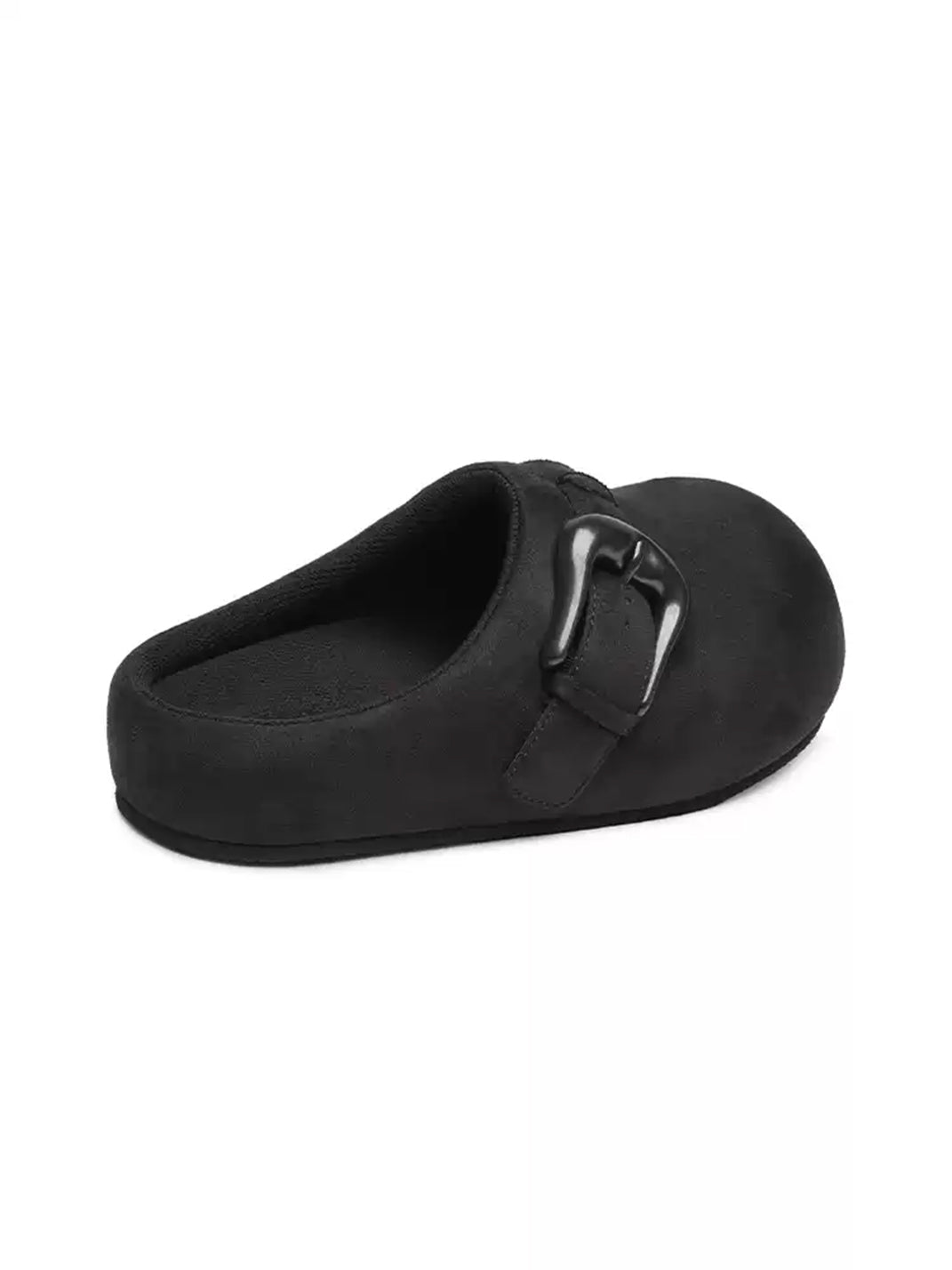 Rounded-Toe Buckle-Accent Slip-On Mules - view 4