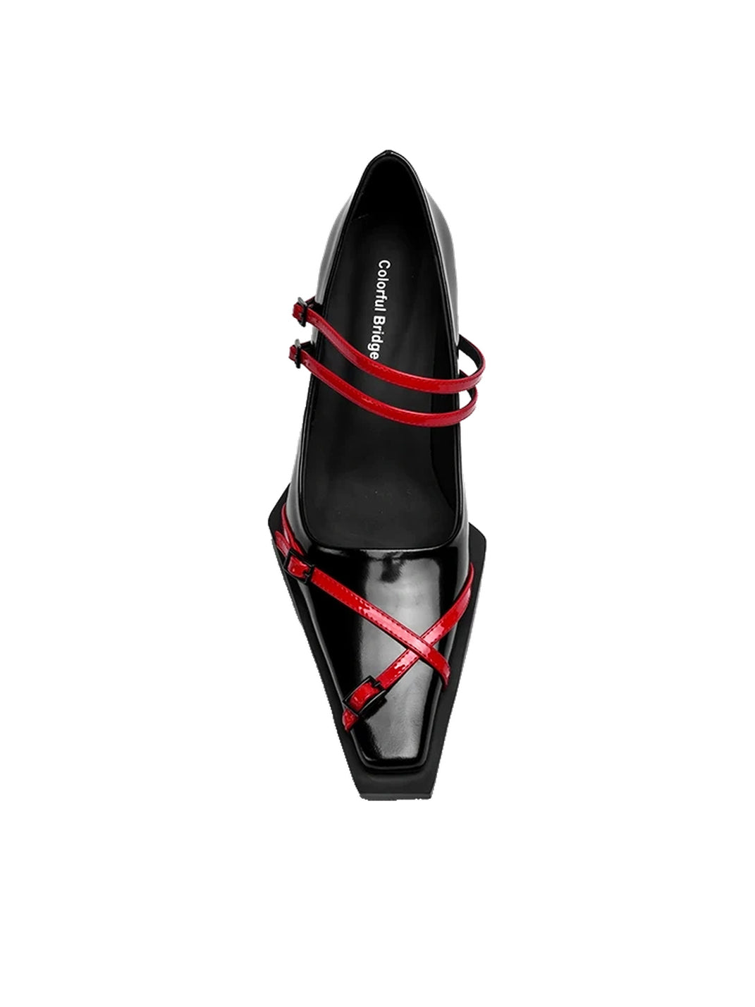 Red-Strap Square-Toe Block-Heel Mary Janes - view 9
