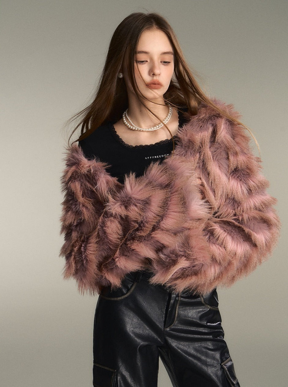 Golden Girl Gradient Eco-Friendly Fur Jacket - chiclara