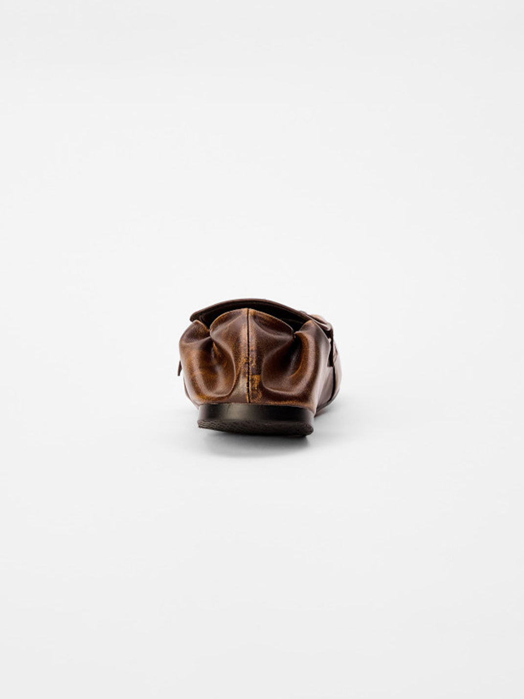 Burnished Ruched Leather Buckle Flats - View 8