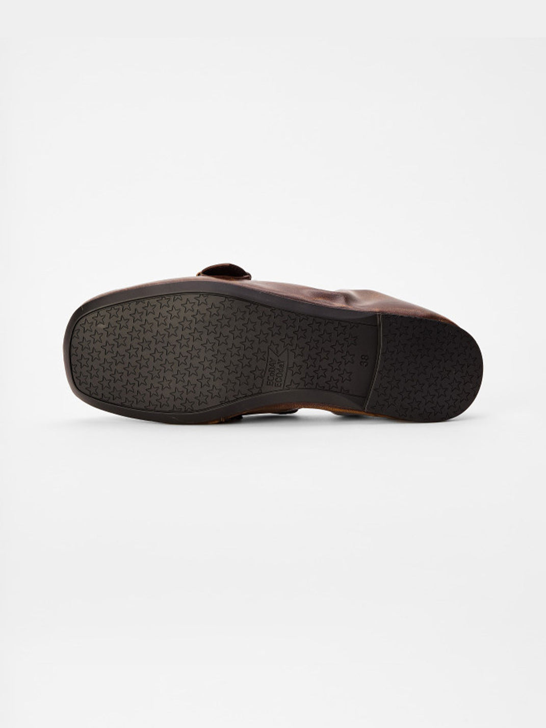 Burnished Ruched Leather Buckle Flats - View 9