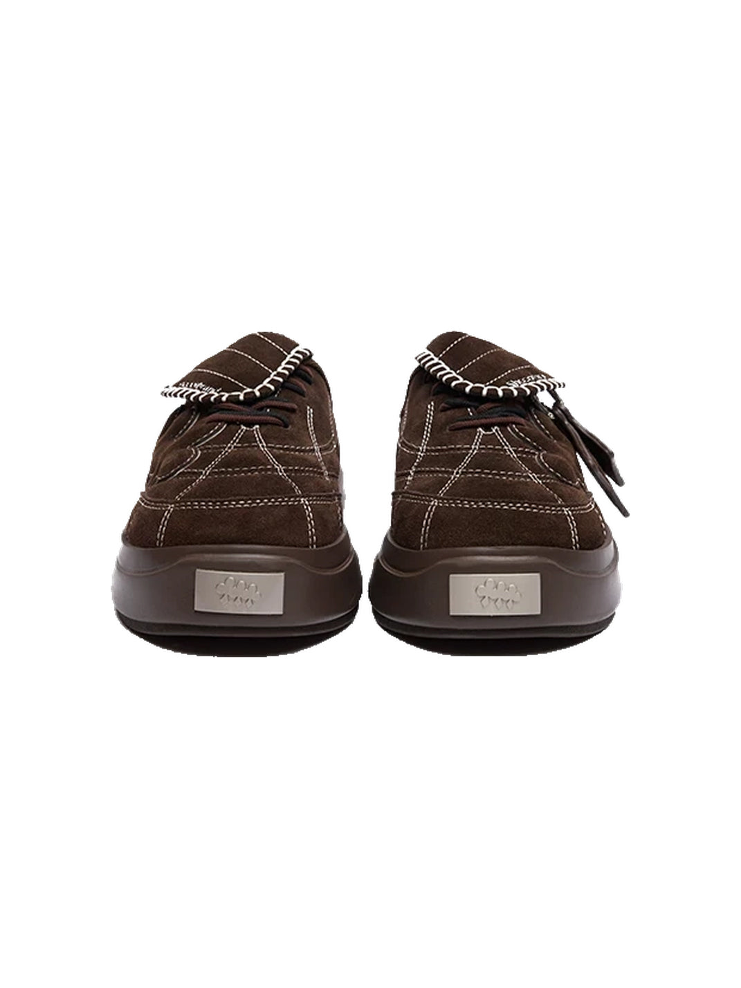 Contrast-Stitched Brown Platform Mules - view 4