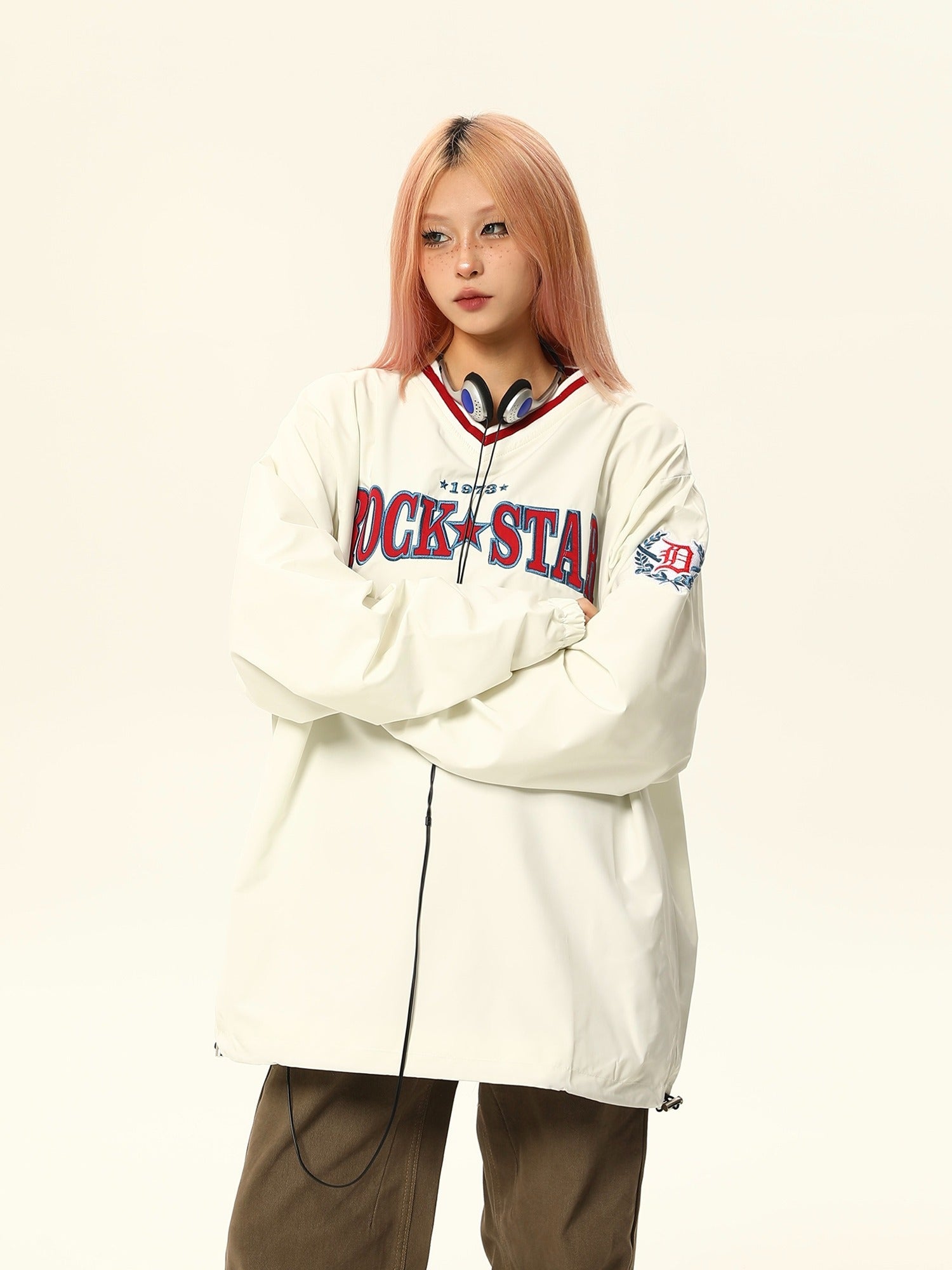 Rock Star Varsity Anorak Pullover