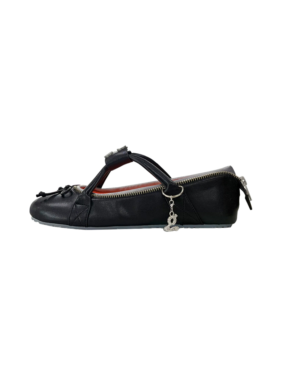 Zip-Detail Cross-Strap Bow Ballet Flats - view 5