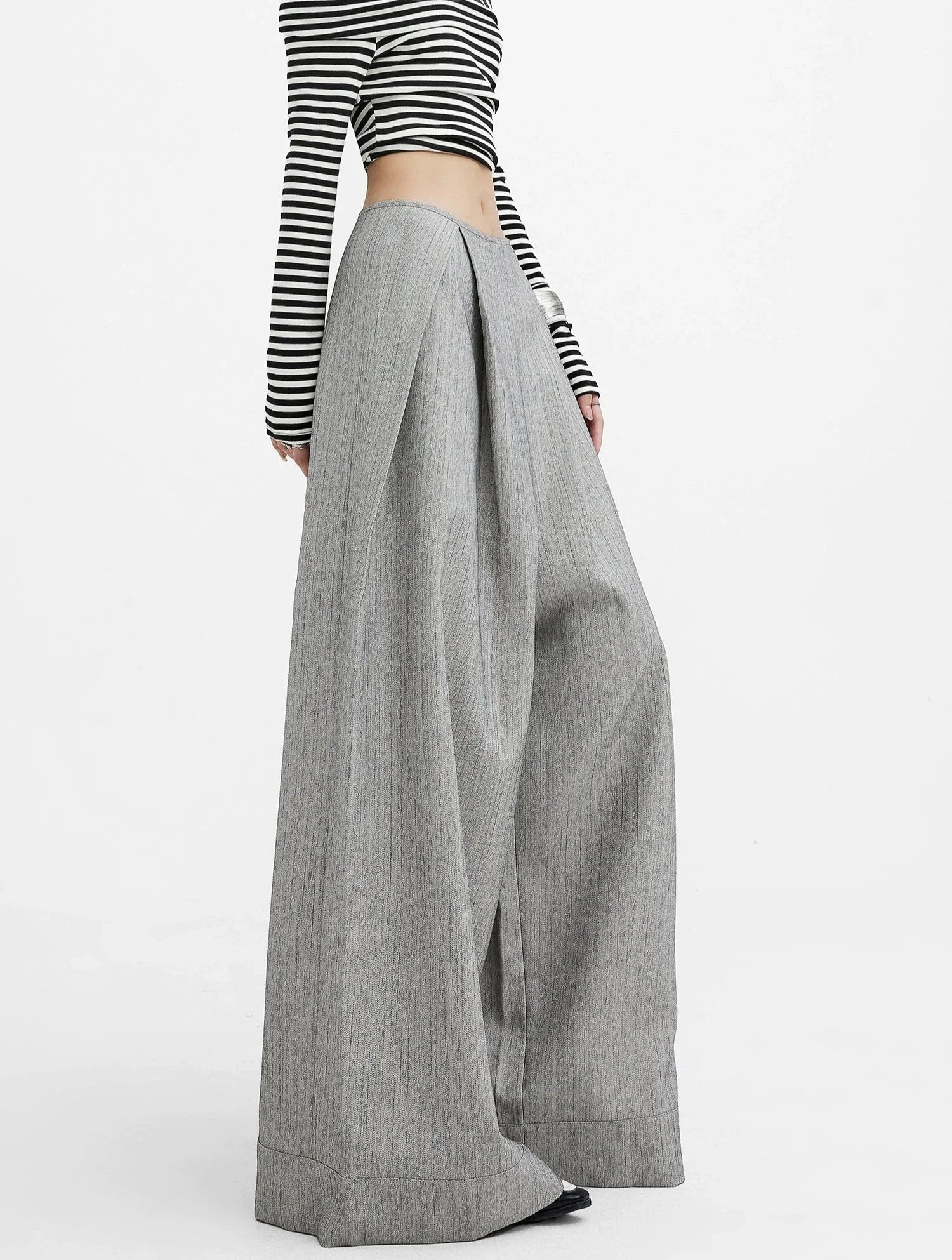 High-Waisted Grey Wide Leg Palazzo Pants