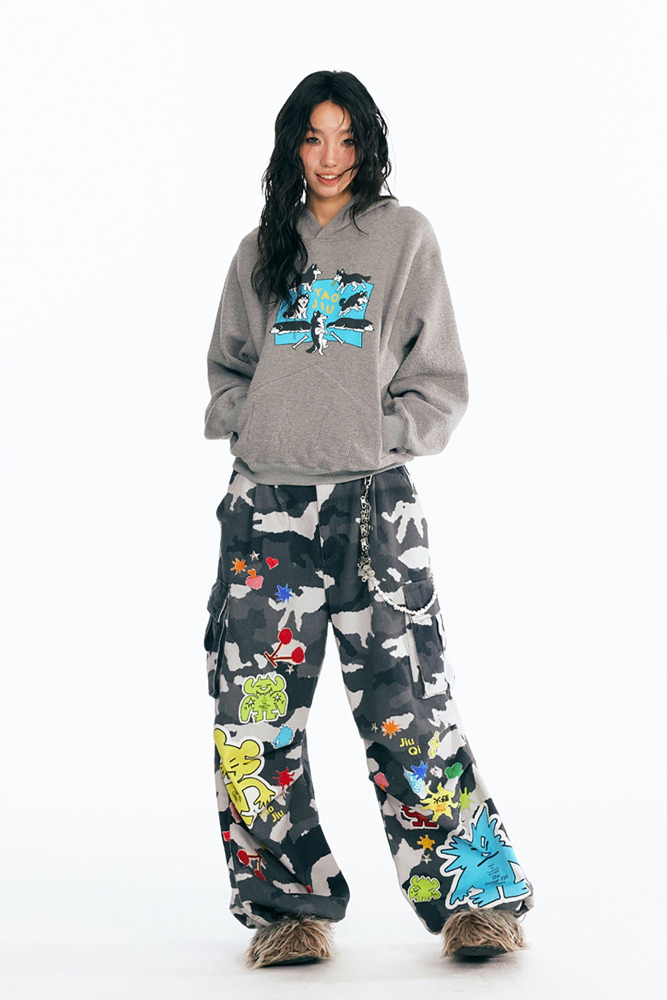Puppy Paradise Oversized Graphic Hoodie