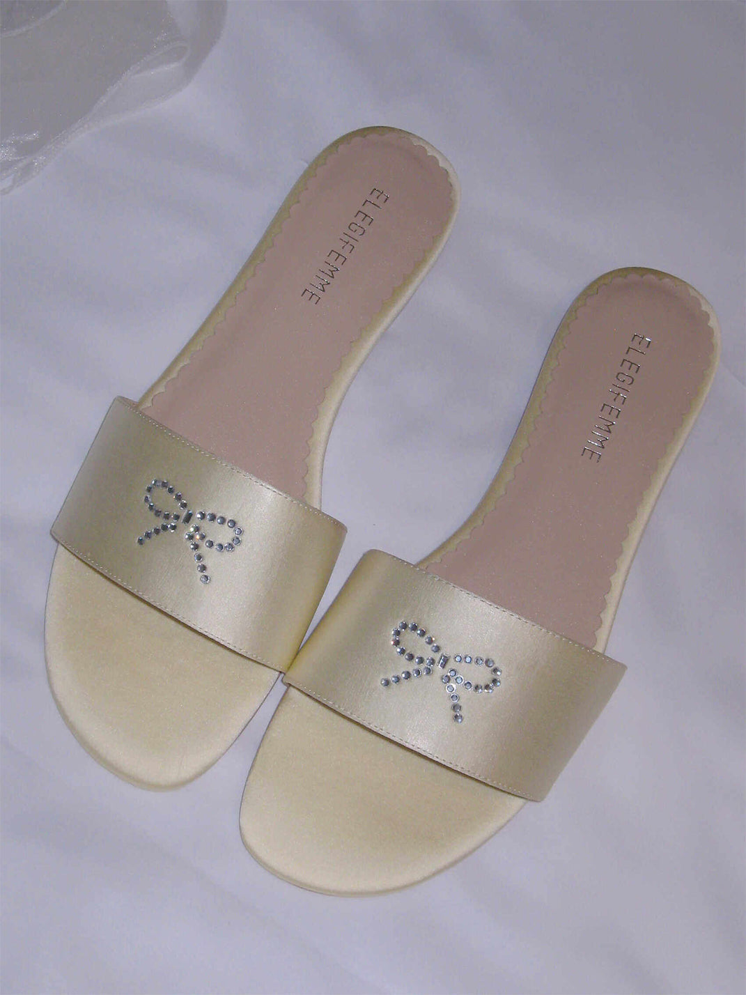 Rhinestone Bow Pastel Slide Sandals - View 4