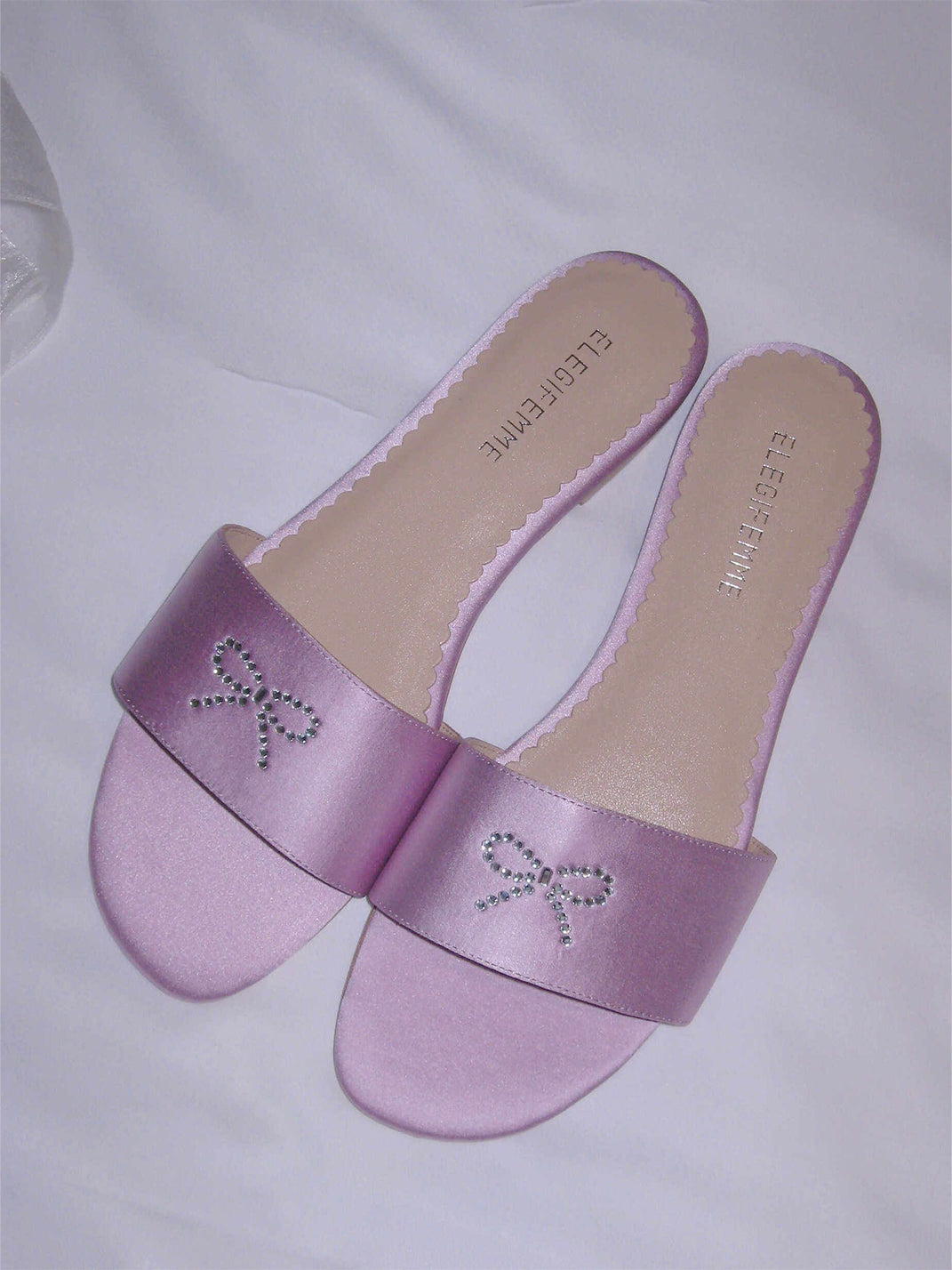 Rhinestone Bow Pastel Slide Sandals - View 12