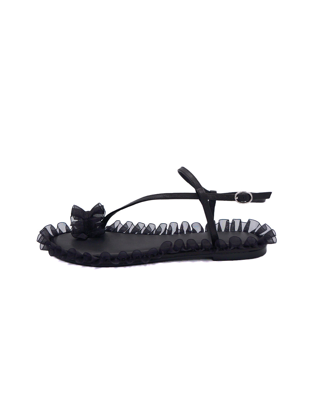 Ruffle-Trim Strappy Flat Sandals