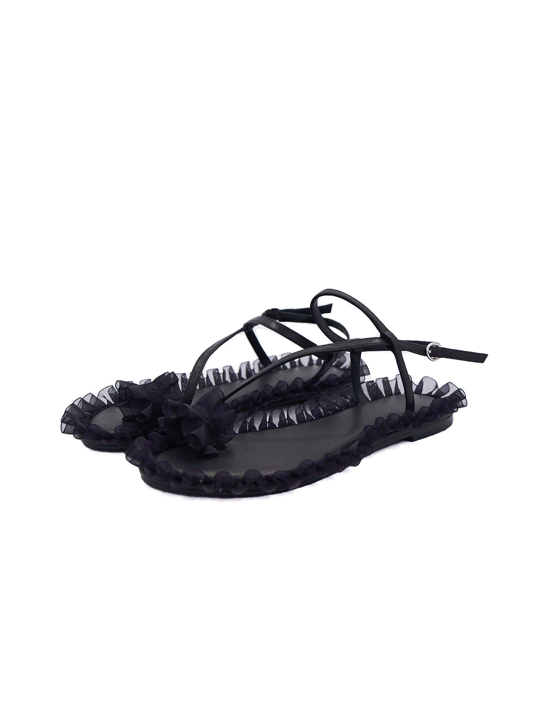 Ruffle-Trim Strappy Flat Sandals - View 8