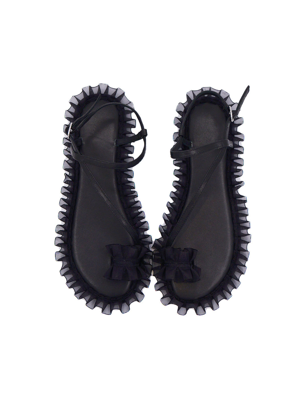Ruffle-Trim Strappy Flat Sandals - View 9
