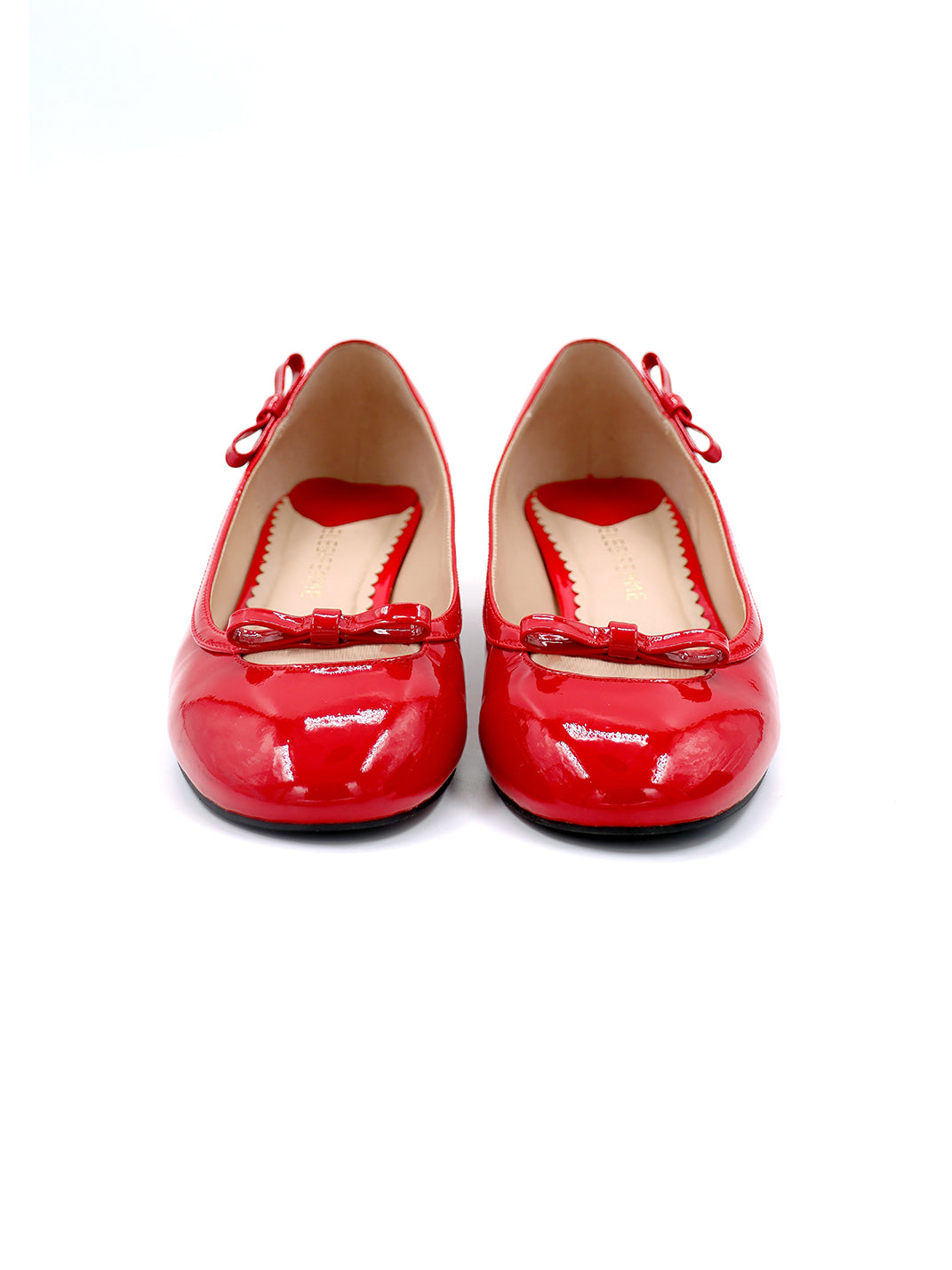 Red Leather Bow Mid-Heel Pumps - View 11